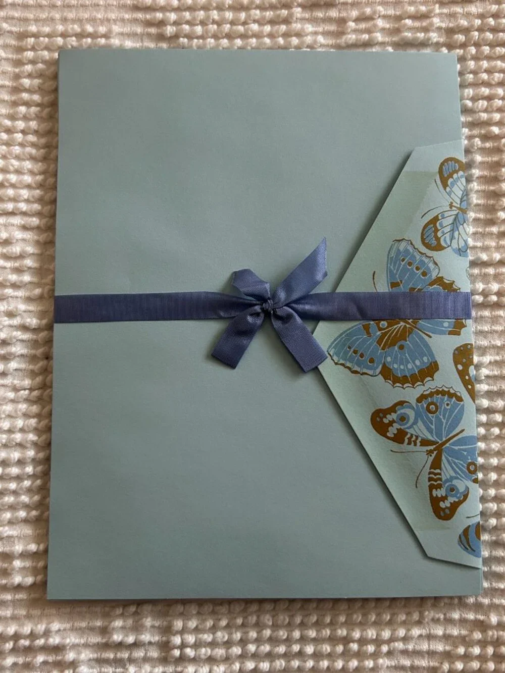 Vintage Box of Blue and Brown Butterfly Stationery Paper & Envelopes